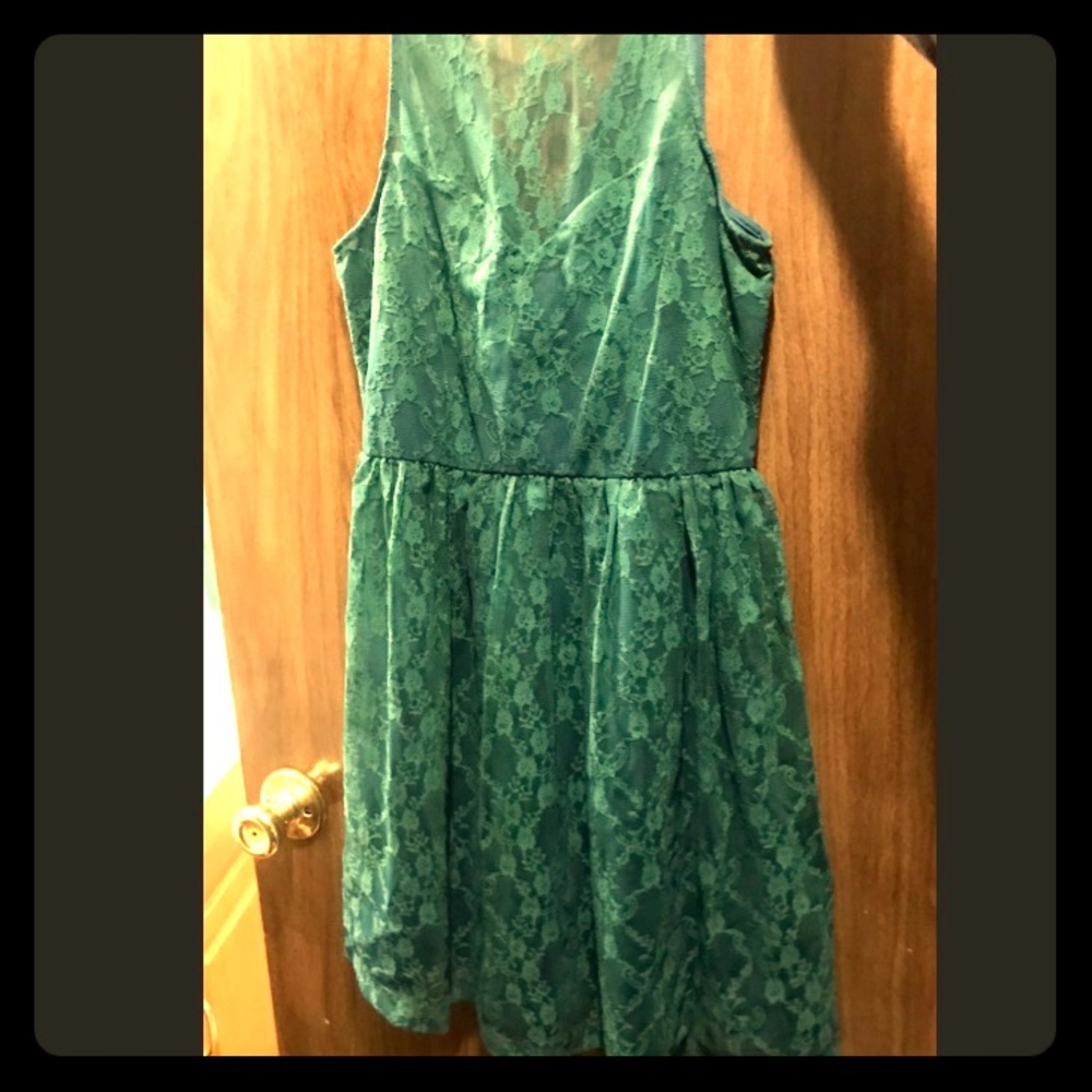 Green floral print dress